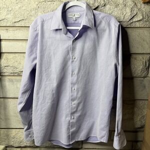 BRVERLY HILLS POLO CLUB STRETCH MENS XL 17-17 1/2  Purple Blue White Long Sleeve